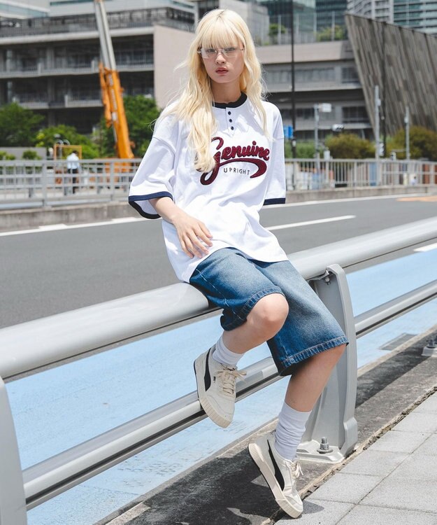 WEGO 【機能T/ユニセックス着用ITEM/MLサイズ展開】接触冷感グラフィックヘンリーBIG　T（SS） ホワイト