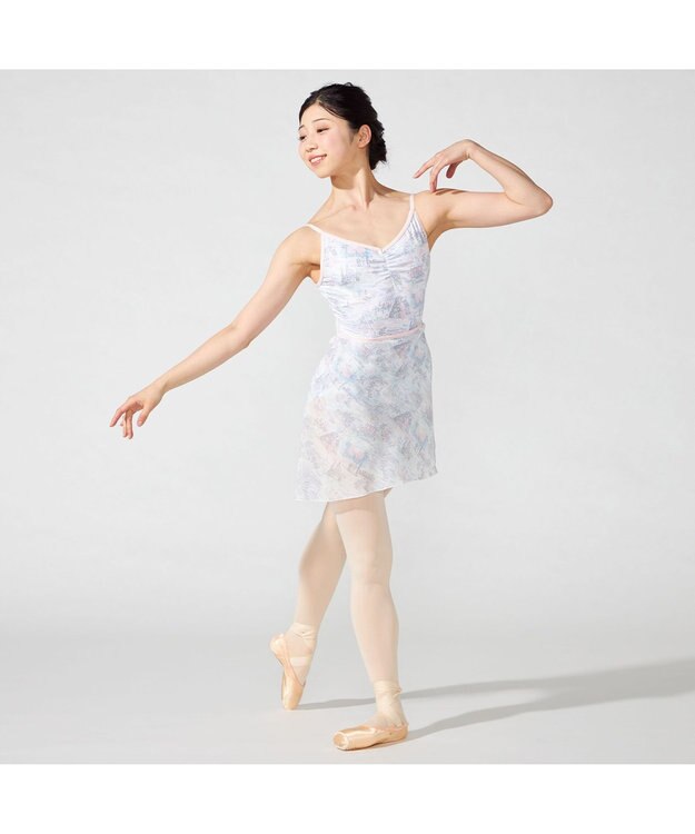 Chacott キャミソールオレオタード ピンクプリント