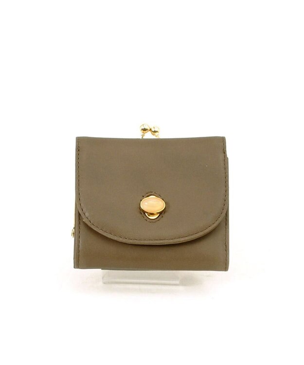 UNBILLION ペルケ perche ジェムストーンヒネリかぶせ三つ折りミニ財布 グレー