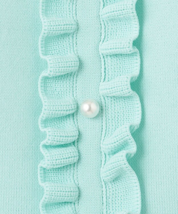 Feroux 【洗える】フリルデザインペプラムニットトップス スカイブルー系