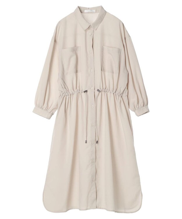 Green Parks ミディ丈ドロストシャツワンピース Light Beige