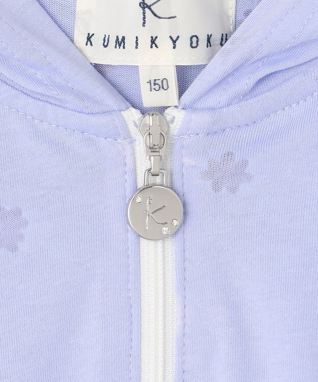 組曲 KIDS 【UVケア】【150-160cm】フラワーオパール パーカー サックスブルー系