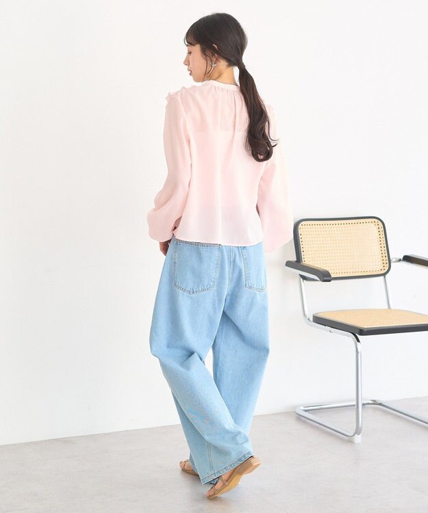 earth music&ecology フリルリボンブラウス Pink