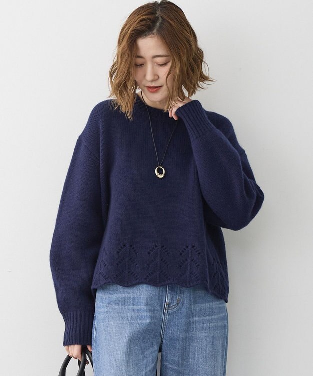 洗える】レーシーヘムデザイン パフスリーブ ニット / 23区