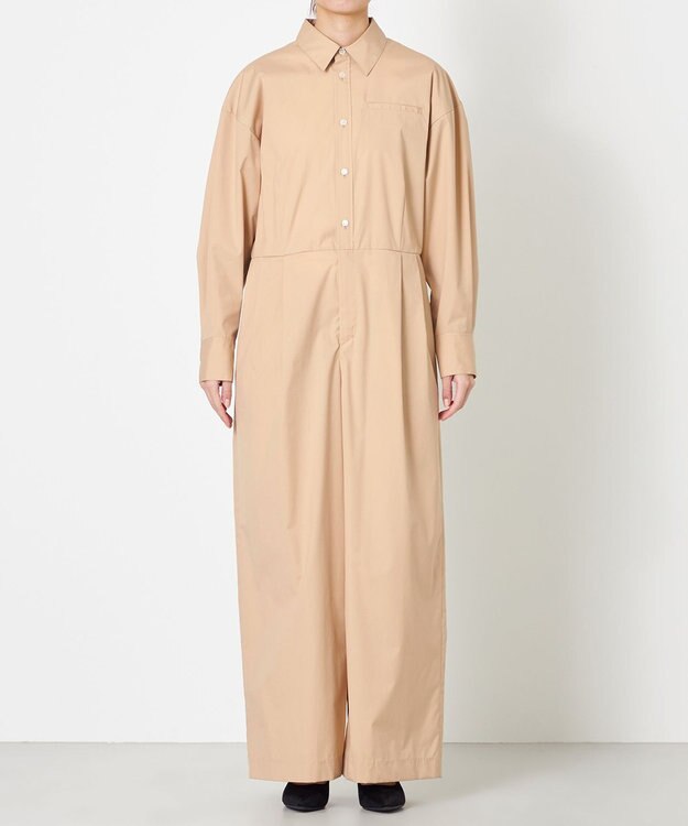 NAVE 【ReNAVE・セットアップ可/洗える/接触冷感/UVケア】コットンポリブロード オールインワン ベージュ系