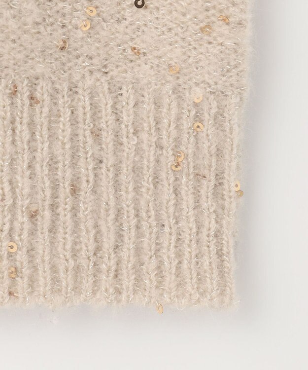 自由区 L 【アンサンブル対応・洗える】スパンコールニット カーディガン ベージュ