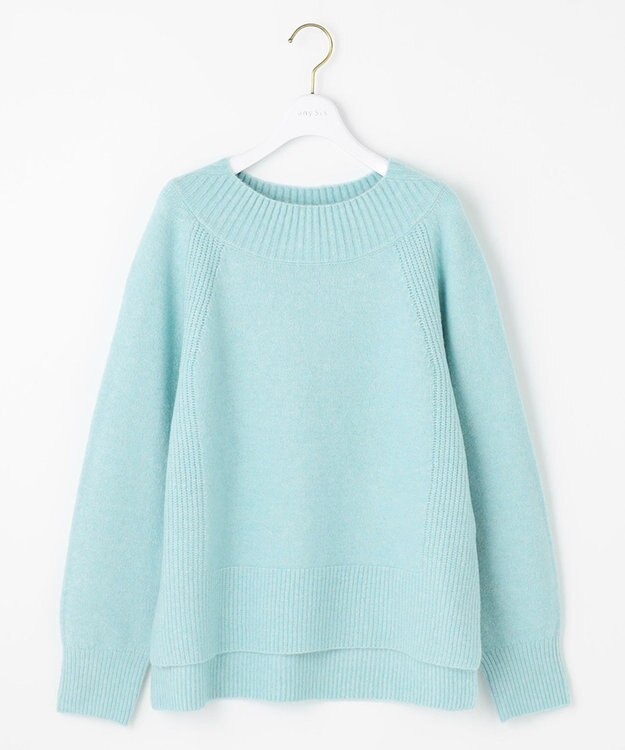 ANY SIS ボートネックAir ニット ライトブルー