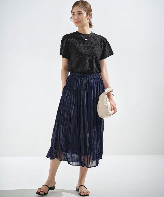 組曲 S 【WEB限定】エスパンディシアープリーツスカート ネイビー系