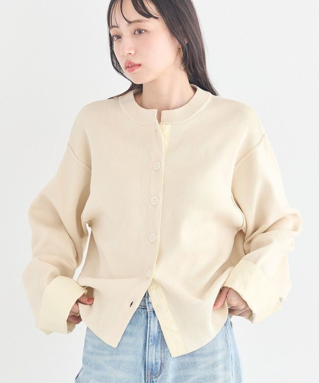 earth music&ecology フェイクレイヤードカーディガン Ivory