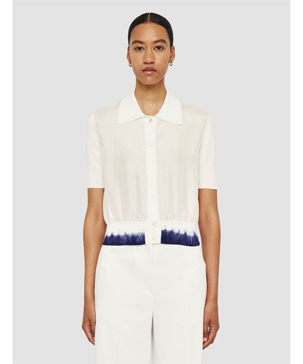 JOSEPH ニットアンドウーヴン　ショートスリーブカーディガン Ivory/Navy