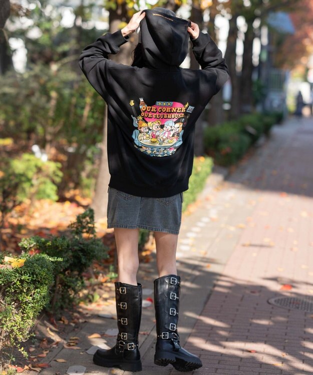 WEGO 【ユニセックス着用ITEM】別注NEWJACKグラフィックプルパーカー ブラック