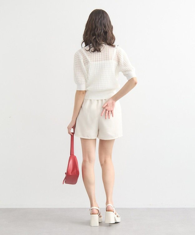 earth music&ecology シアーチェックカーディガン Ivory