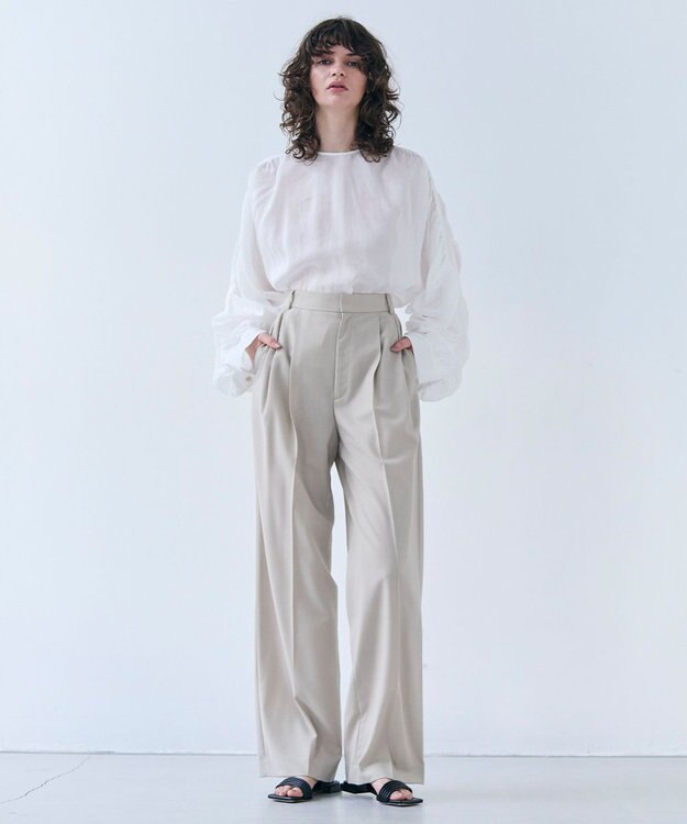 BEIGE， 【GISELe 6月号掲載】OREGANO / サマーウールタックワイドパンツ Taupe