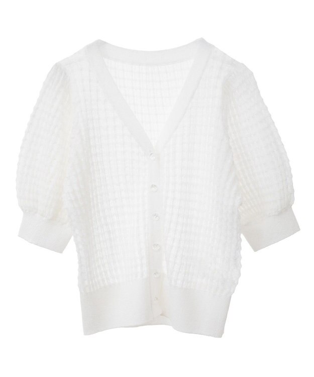 earth music&ecology シアーチェックカーディガン Ivory