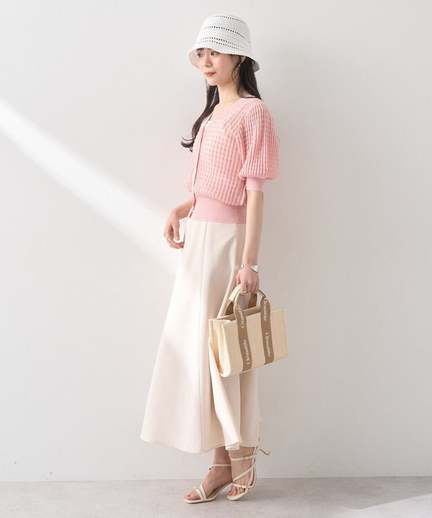 earth music&ecology シアーチェックカーディガン Pink