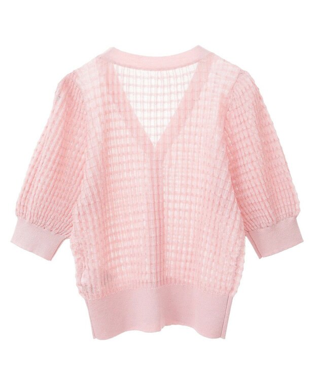 earth music&ecology シアーチェックカーディガン Pink