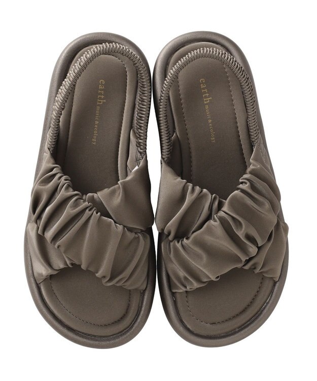 earth music&ecology ギャザークロスサンダル Bronze