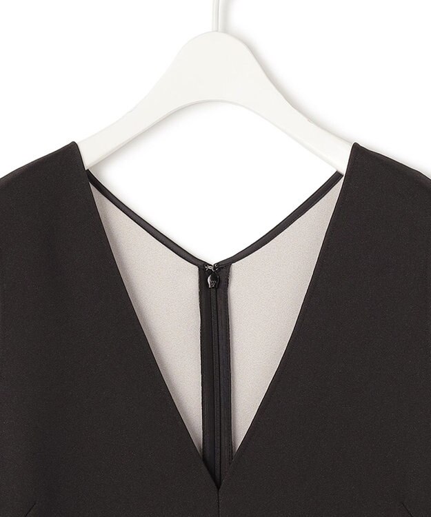 ICB L 【洗える】 ダブルフェイスクレープ ジャンパースカート ブラック系（裏面トープ）