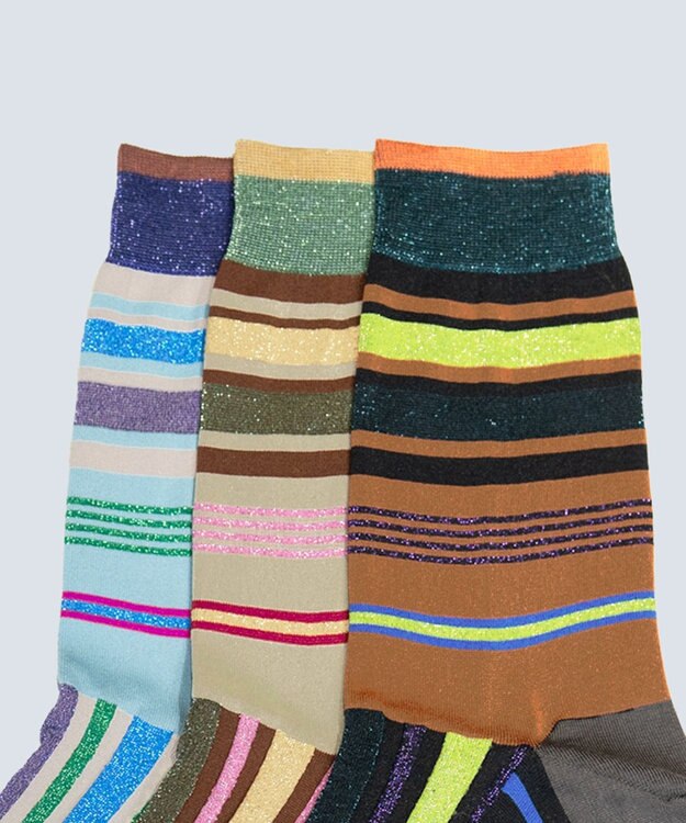 COQ HORIZON ラメボーダーソックス スカイブルー