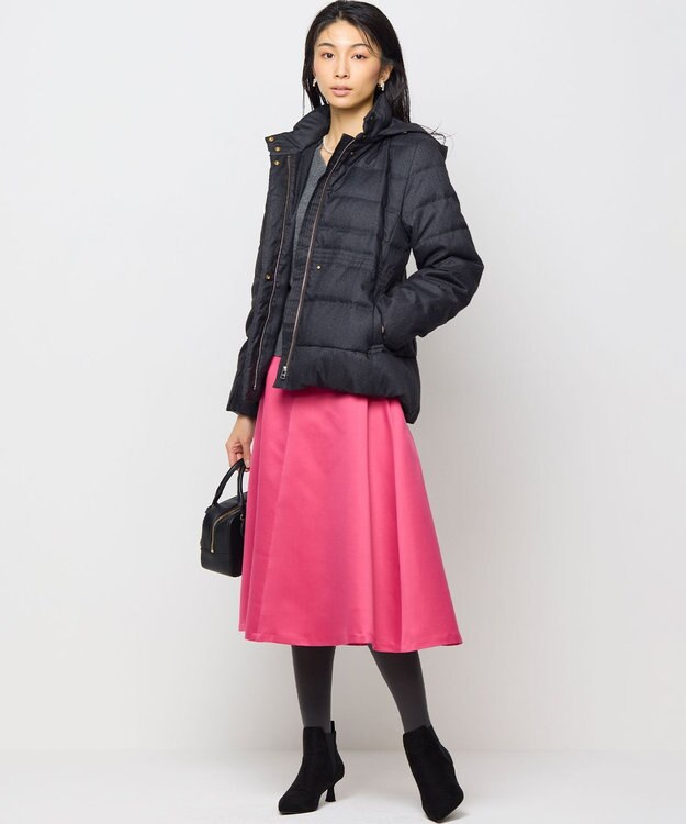 組曲 S ライトタフタショートダウンコート チャコールグレーツイード系5