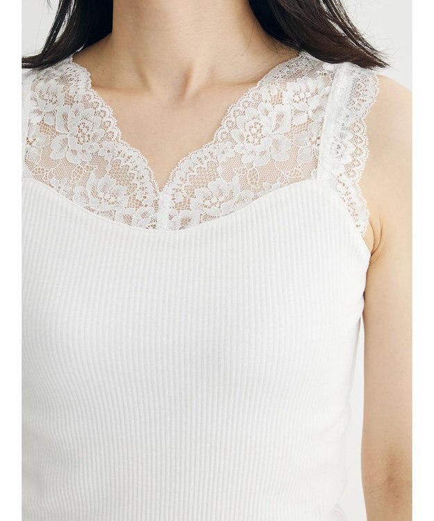 Green Parks レースタンクトップ Off White