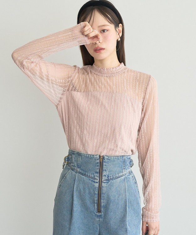 earth music&ecology レースドッキングプルオーバー Pink