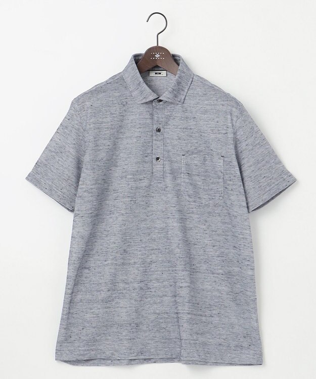 JOSEPH ABBOUD 【キングサイズ・吸水速乾/軽量】リネンTOPピケ ポロシャツ ブルー系