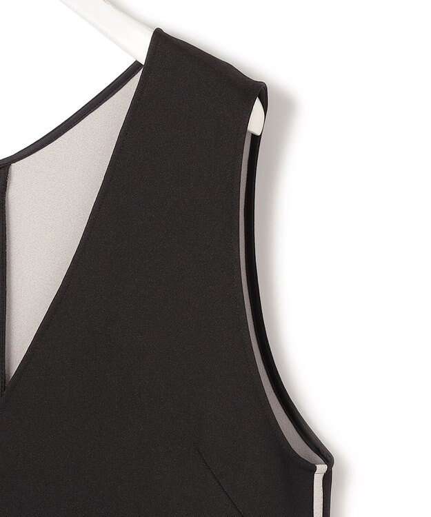 ICB L 【洗える】 ダブルフェイスクレープ ジャンパースカート ブラック系（裏面トープ）