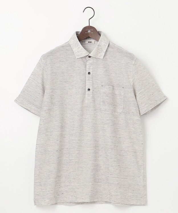 JOSEPH ABBOUD 【キングサイズ・吸水速乾/軽量】リネンTOPピケ ポロシャツ ライトグレー系