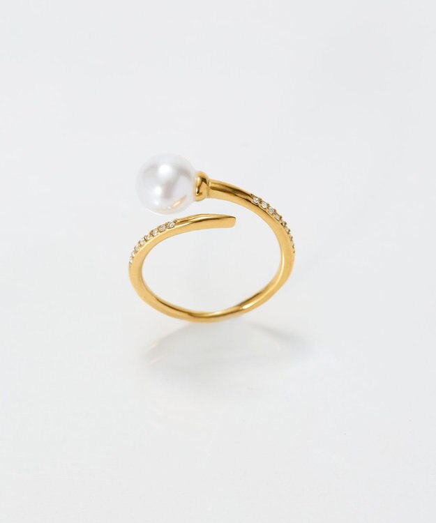 Phoebe 【金属アレルギー対応】ドローラップパールビジューリング　ゴールド ゴールド