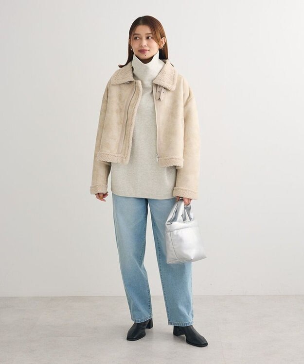 Green Parks フェイクムートンブルゾン Beige