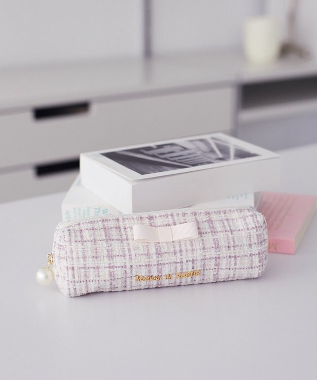 Maison de FLEUR グログランリボンツイードロングポーチ Light Pink