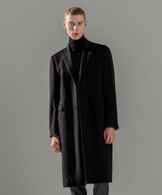 JOSEPH HOMME グロッシーウール　チェスターコート ブラック系