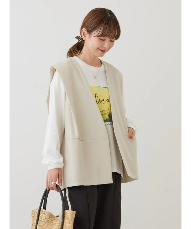 AMERICAN HOLIC 丈違いニュアンスベスト Light Beige