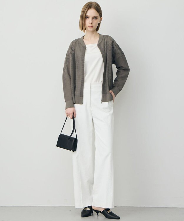 ICB L メッシュレースブルゾン スティールカーキ