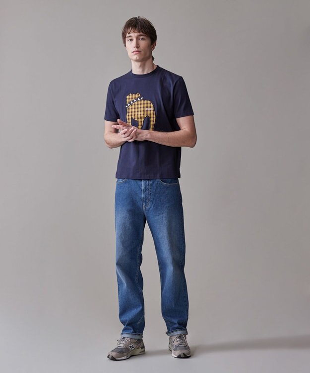 J.PRESS MEN 新色登場！【毎シーズン大好評】【UNISEX】ファブリックワッペン バックブルTシャツ ネイビー系