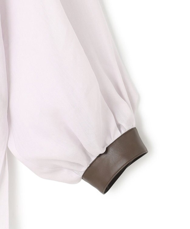 BEIGE， PAULINE / リネンヴィスコースフェイクレザー配色ブラウス Lilac