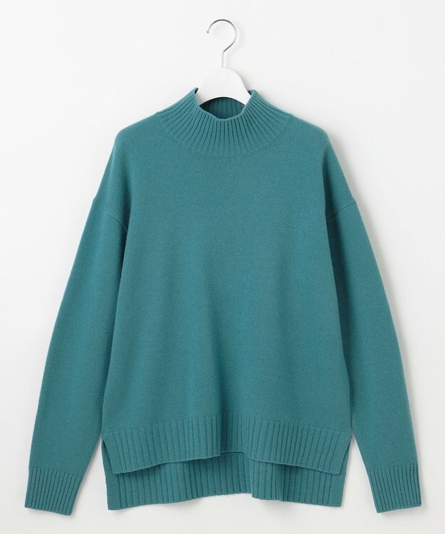 自由区 ウールカシミヤブレンドハイネック ニット ブルー