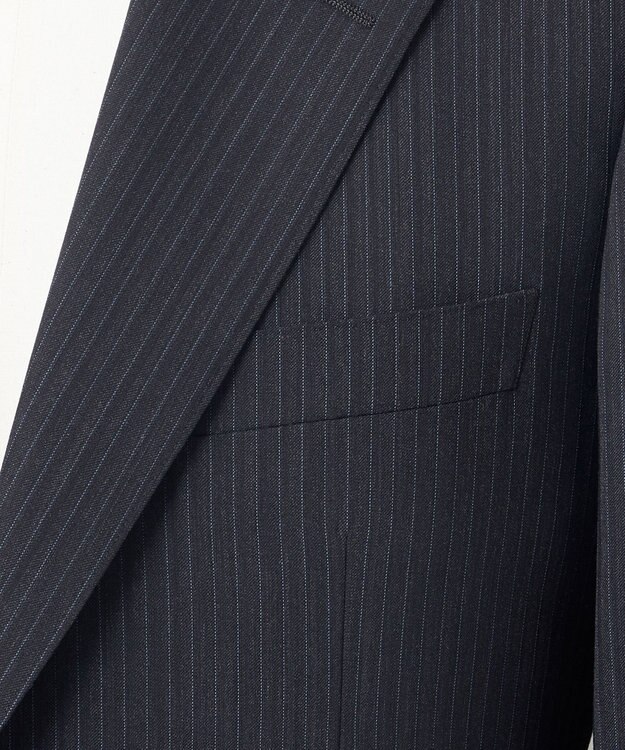 GOTAIRIKU 【オールシーズン対応】ALL SEASON 2WAY STRETCH スーツ グレー系1(グレー×細ブルーストライプ)