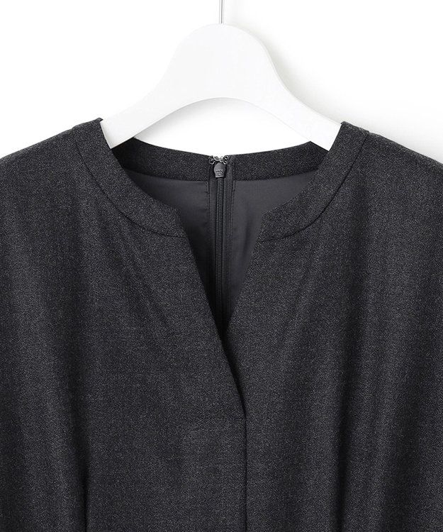 23区 L ウールジョーゼット フィットアンドフレア ワンピース グレー系