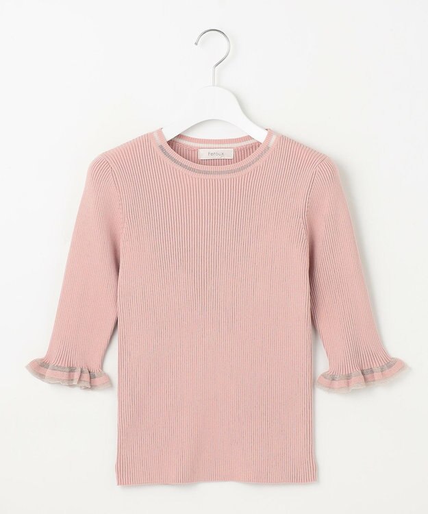 Feroux シアートリム リブニット ピンク系