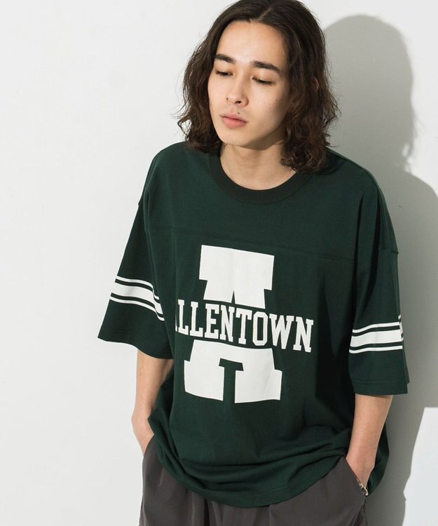 WEGO 【ユニセックス着用ITEM/手洗い可/MLサイズ】フットボールBIG　T（S） ダークグリーン