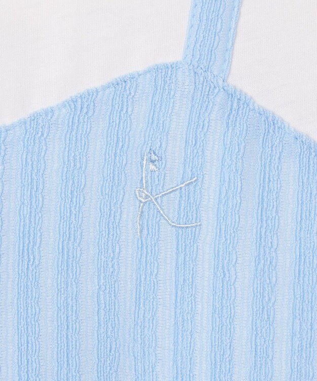 組曲 KIDS 【110-140㎝】レースカットソーコンビ チュニック サックスブルー系