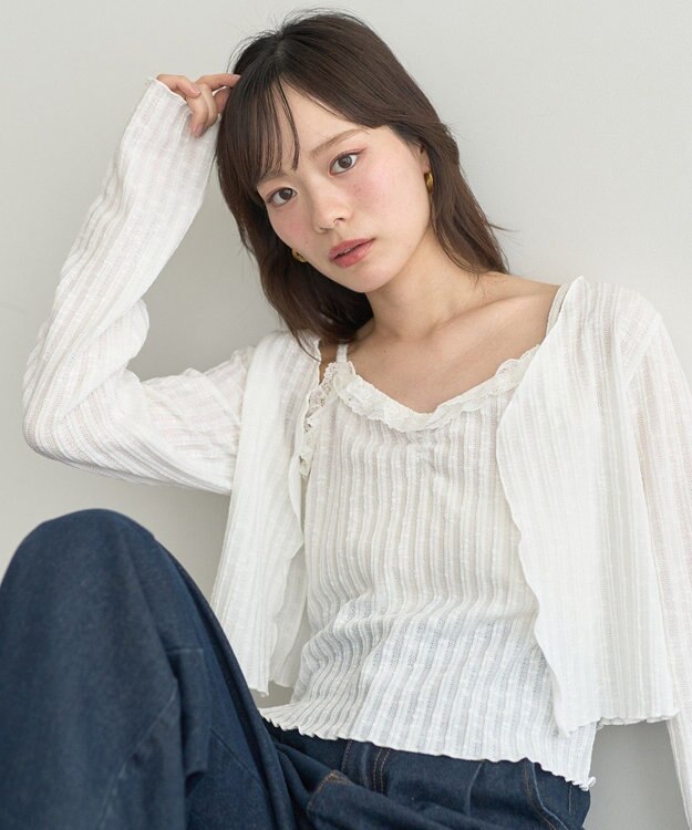 earth music&ecology 【2点セット】ＳＥＴ２点メローボレロ＋フリルキャミソール Off White