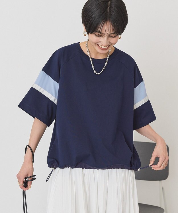 AMERICAN HOLIC 異素材ラインプルオーバー Navy