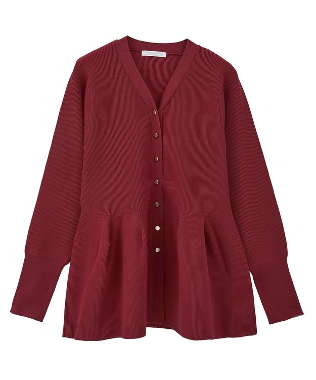 Green Parks 金釦ペプラムニットカーディガン Red