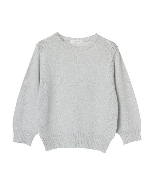 Green Parks ラメ５分袖コンパクトニットプルオーバー Silver