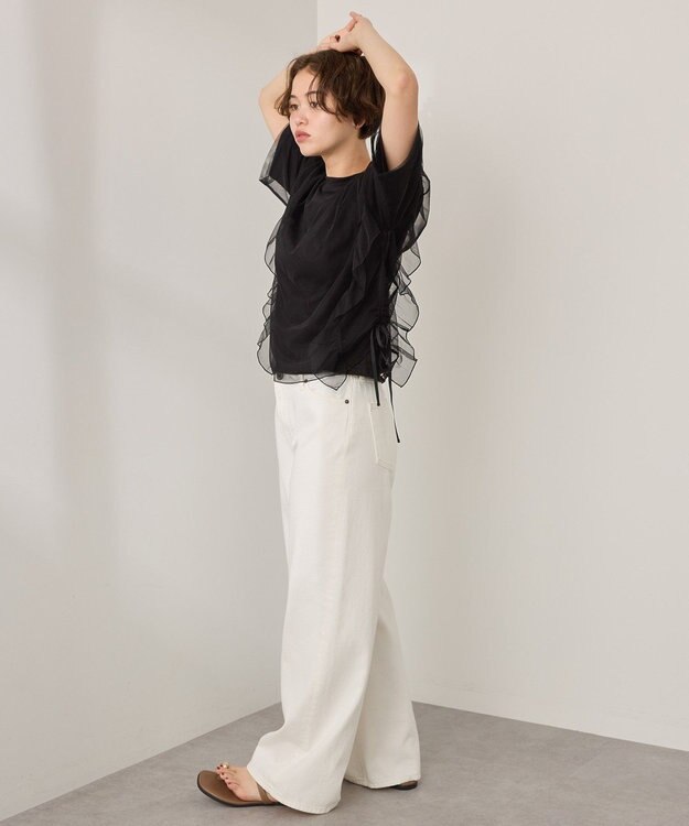 AMERICAN HOLIC チュールレイヤードドロストトップス Black