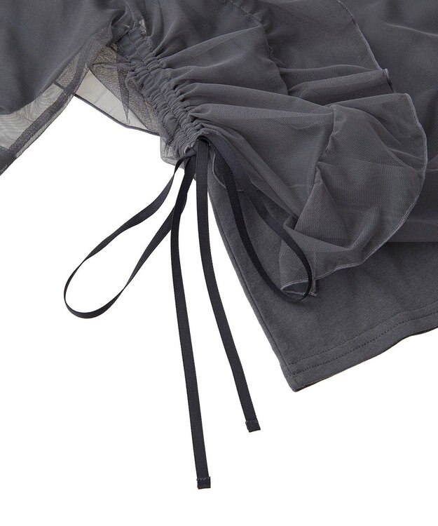 AMERICAN HOLIC チュールレイヤードドロストトップス Charcoal Gray