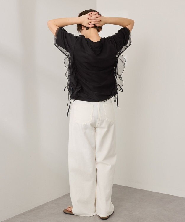 AMERICAN HOLIC チュールレイヤードドロストトップス Black